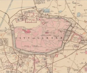 Historical map of Lahore 1867 relating to ਸ਼ੇਰ-ਏ-ਪੰਜਾਬ ਬਾਰੇ ਗਲਤ ਇਤਿਹਾਸ article
